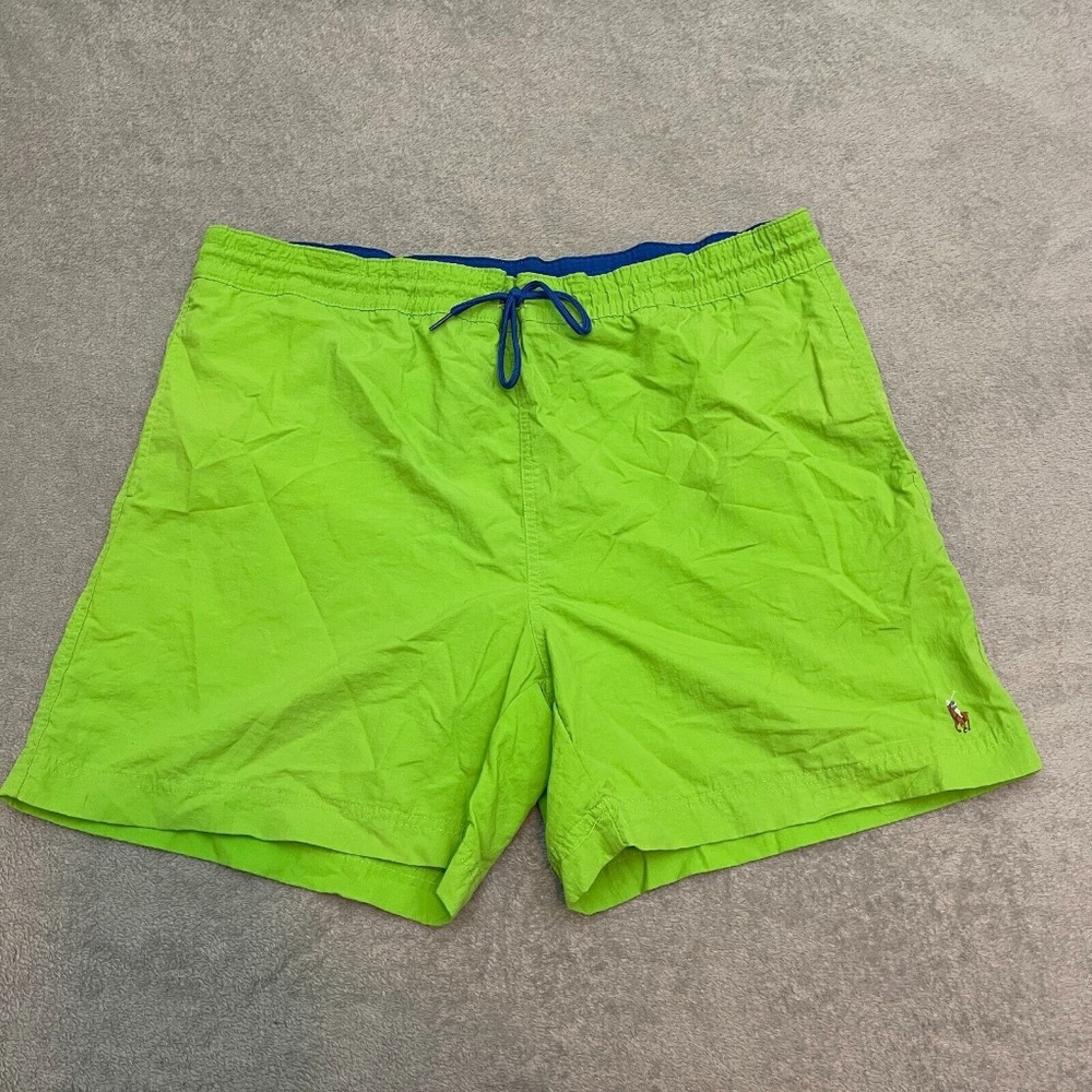 Polo Ralph Lauren Men's Swim Trunks Shorts Green Mesh Lined Large